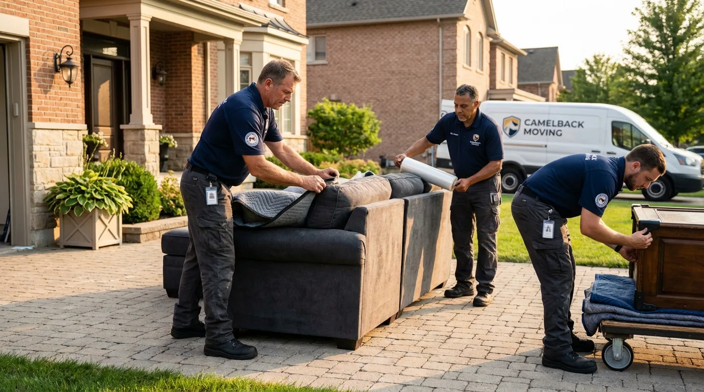 Large estate moving crew wrapping furniture in Dumas, TX